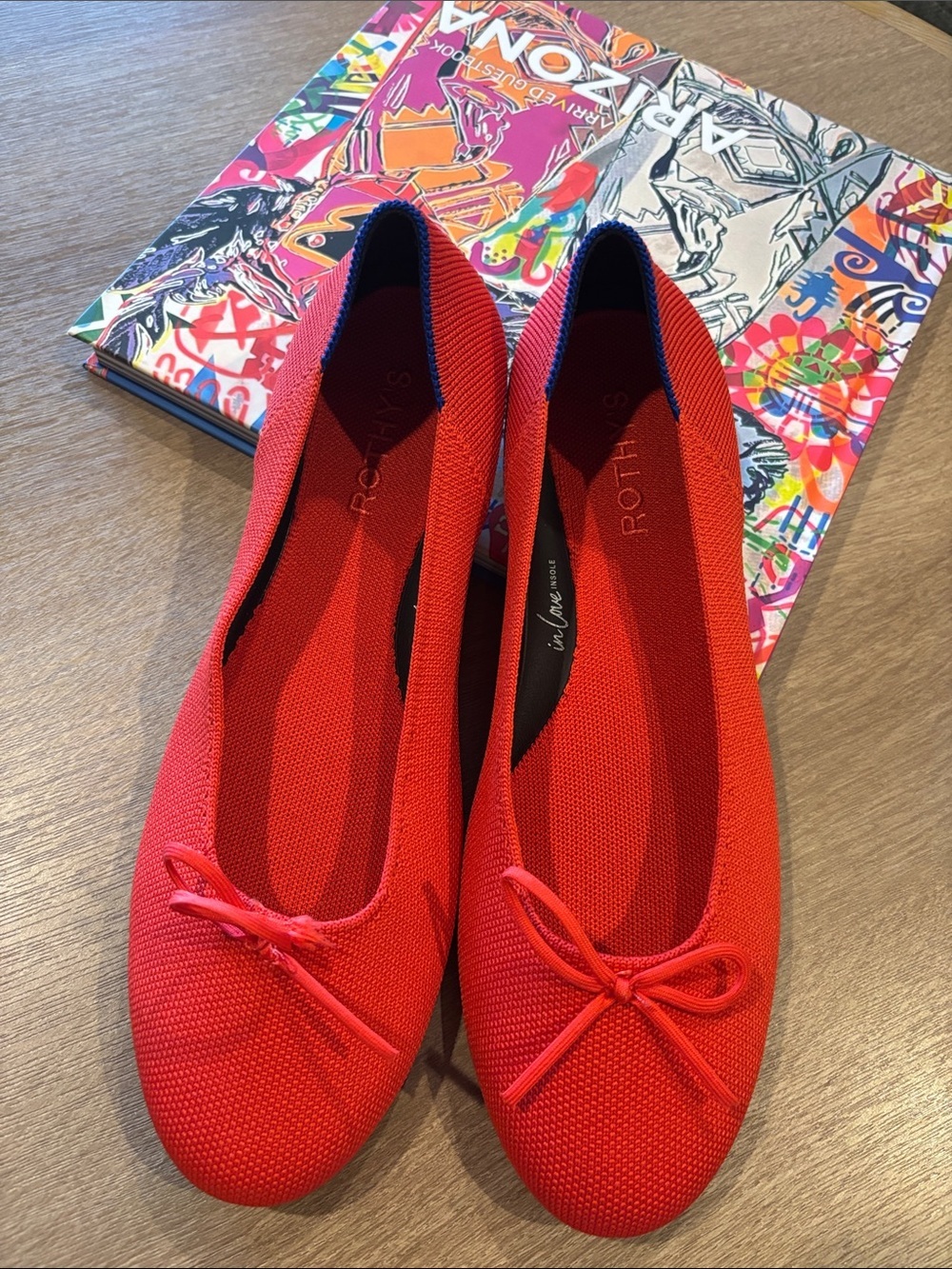 Rothy's Red The Ballet Flat with Bow, worn once